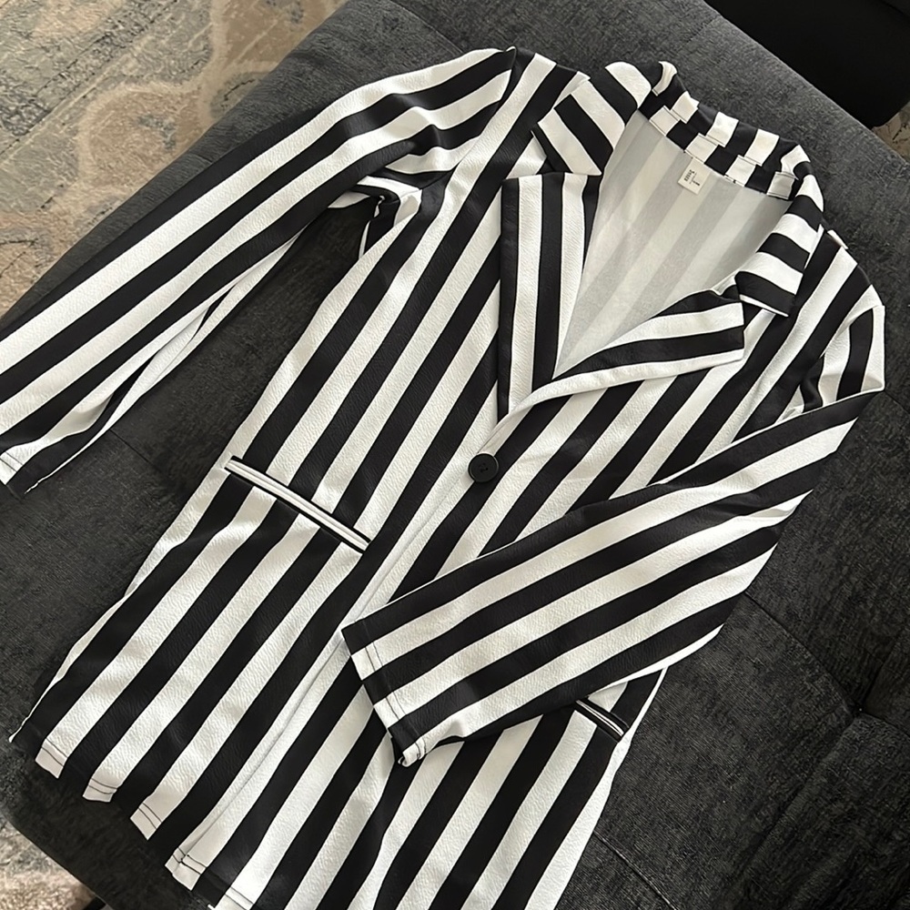 Black & White Striped Womens Blazer.